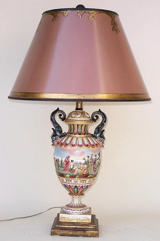 Italian capodimonte porcelain table lamp for sale 1