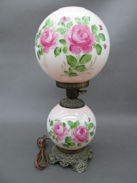 Items similar to vintage hand painted rose double globe