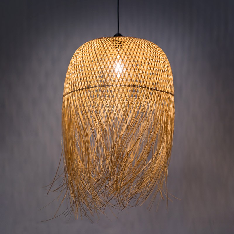 Japanese bamboo pendant lights led hang lamps for home 1