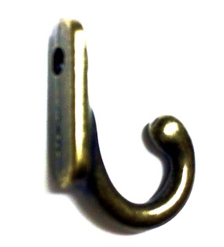 Jewelry box hook or key hanger with screw antique brass