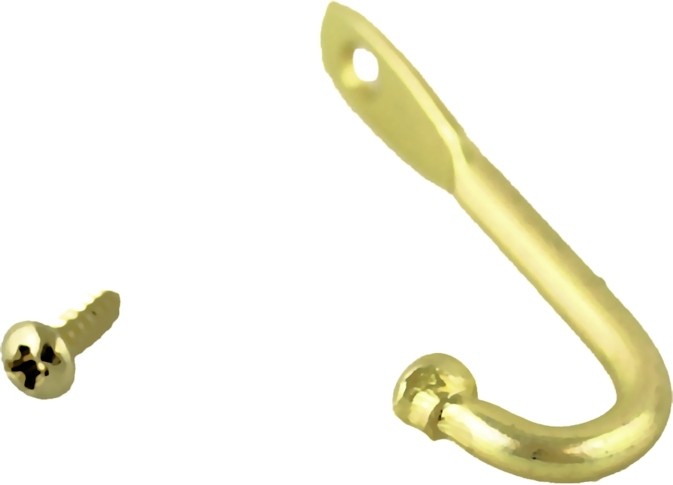 Jewelry box necklace hook brass finish with screw 3mm