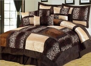 King size leopard animal print comforter set bedding soft