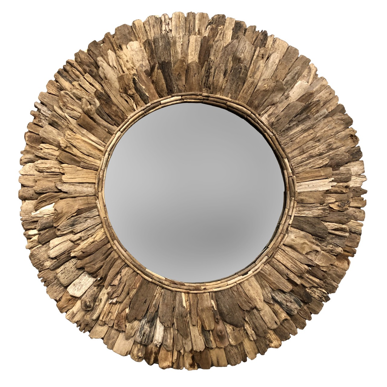 Large round wood chuck mirror 120 cm afd home