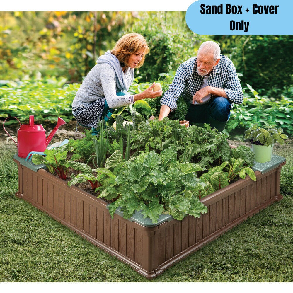 Large sandbox w cover convertible garden planter kids 7