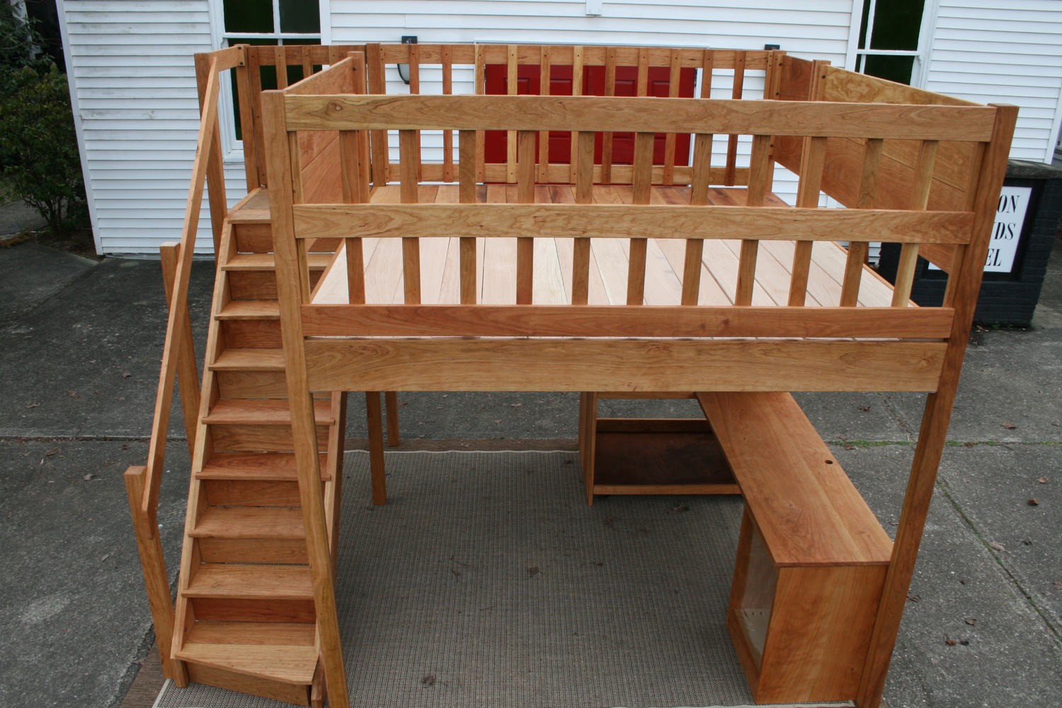 Lcswv01 solid hardwood loft bed with stairs walk beside etsy