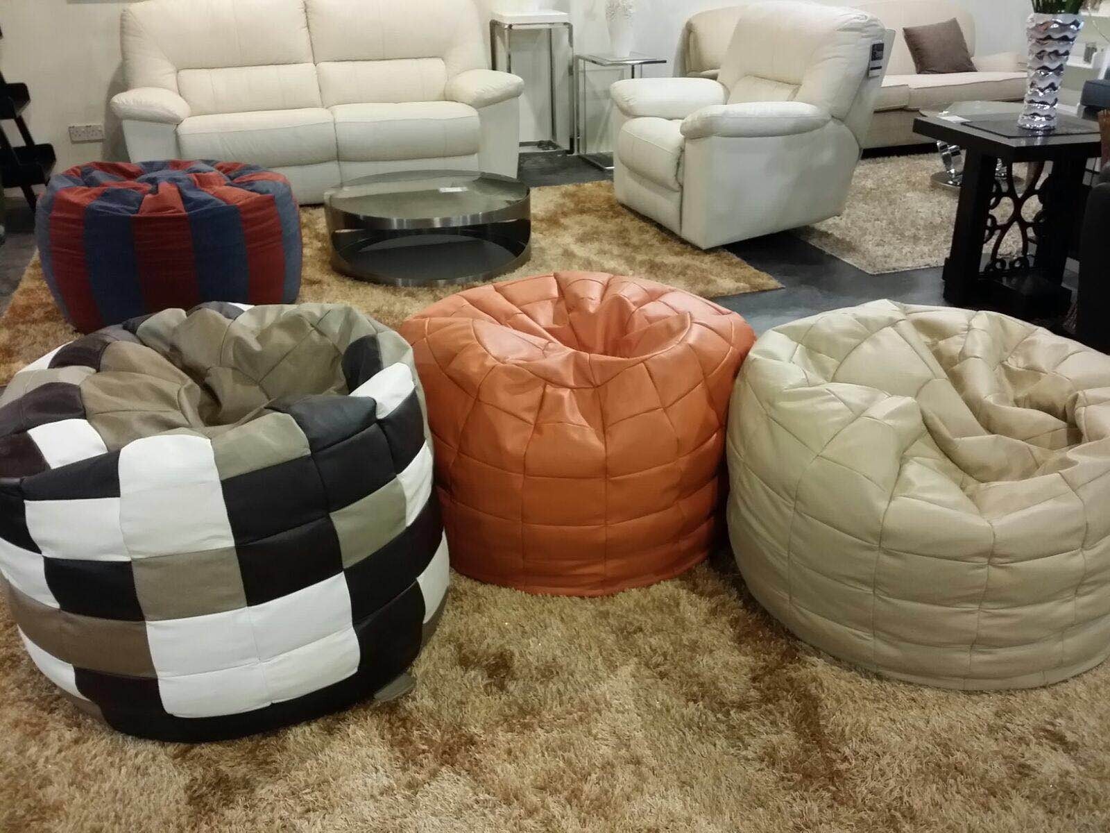 black leather bean bag sofa