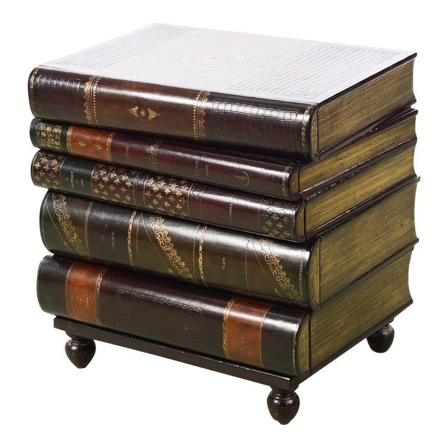 Maitland smith stacked leather books end table chairish