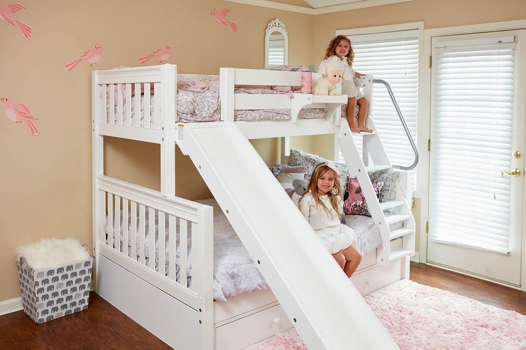 Maxtrix twin over full medium bunk bed with slide white