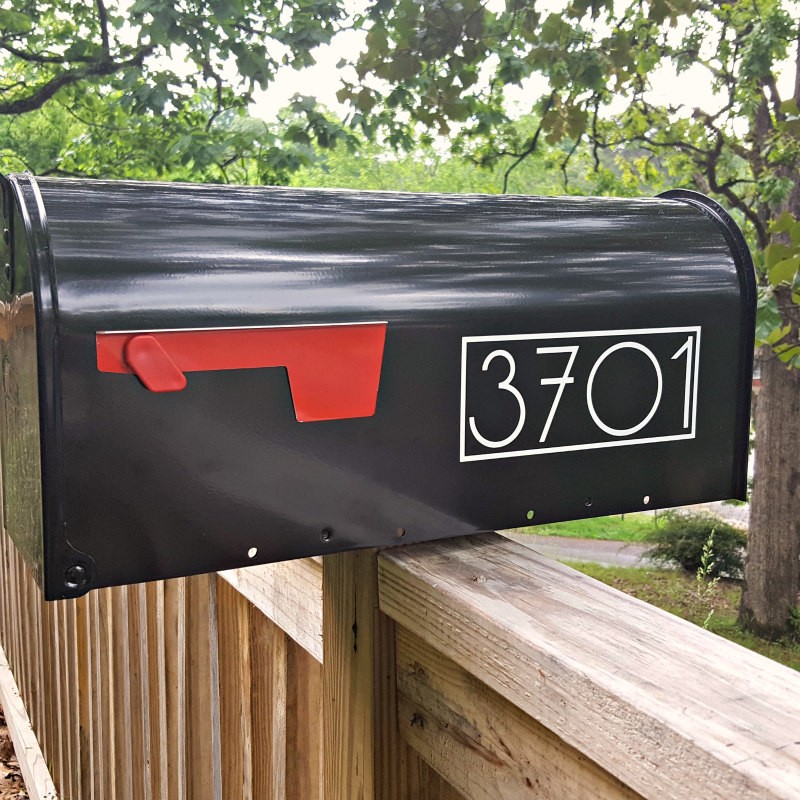 Modern mailbox decals with your exact house numbers