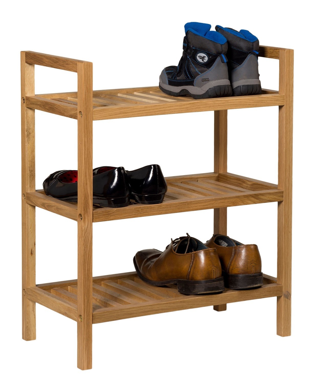 Narrow 3 tier stackable shoe rack protected from stains
