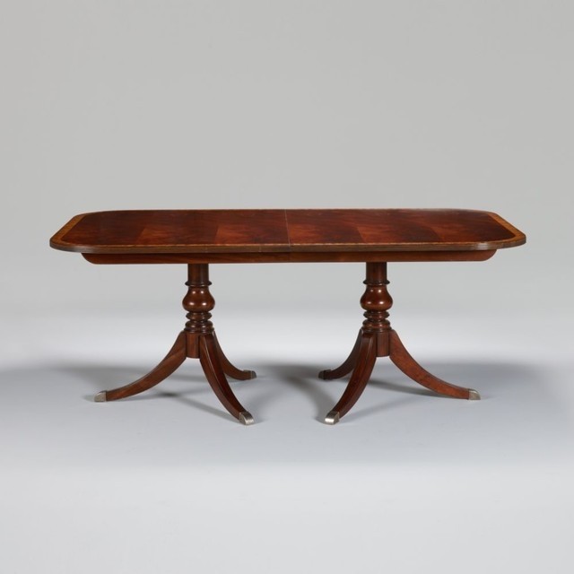 Newport banded double pedestal table traditional