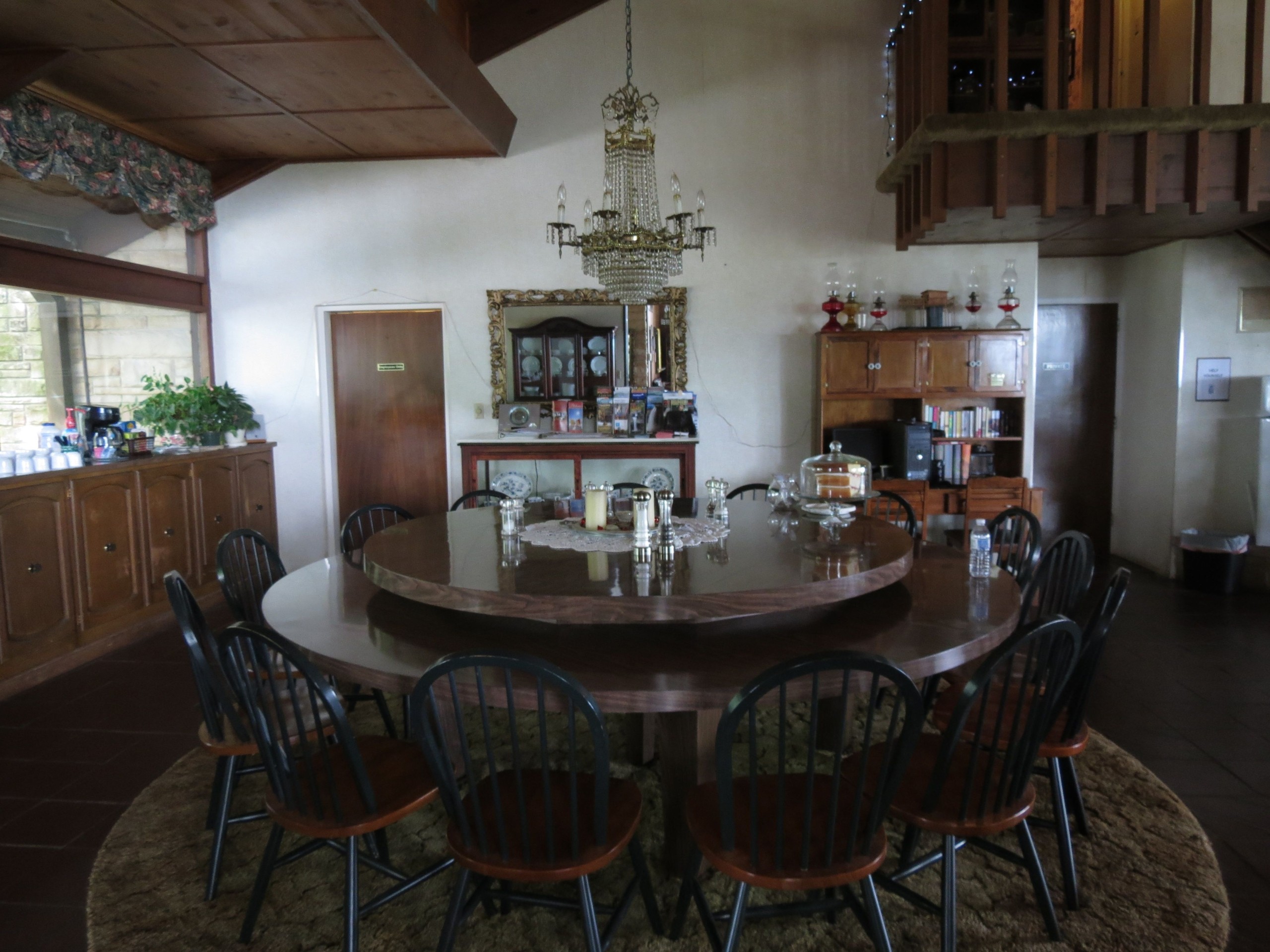 Our large table with its lazy susan makes an ideal