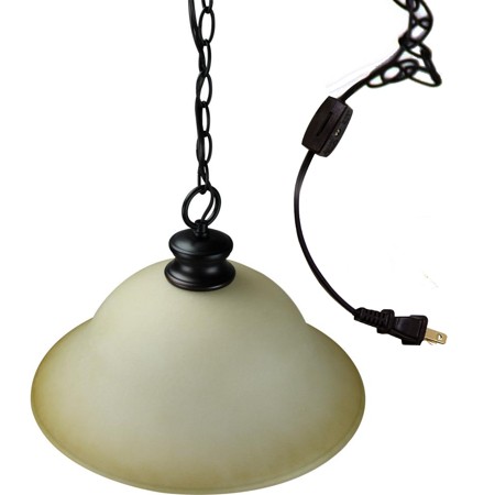 Plug in swag pendant light oil rubbed bronze glass shade