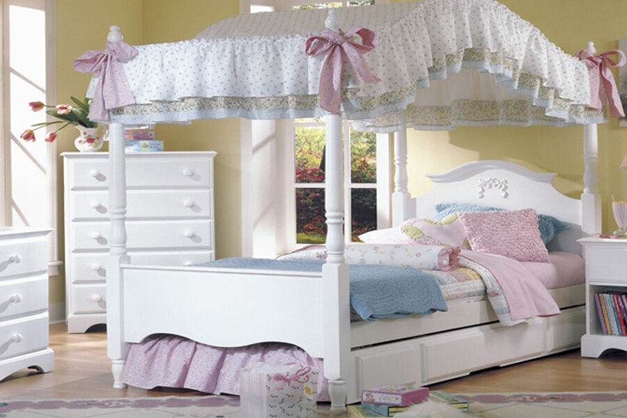 Princess bed with canopy and trundle full size ebay
