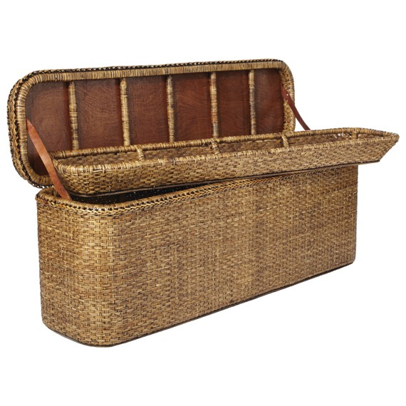 Rattan indochine bed end chest oka