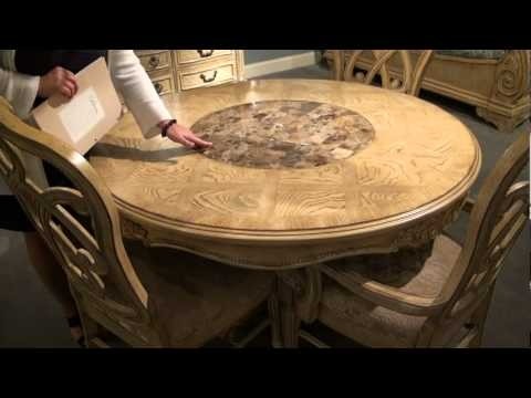 Regal round pedestal dining table with lazy susan by a
