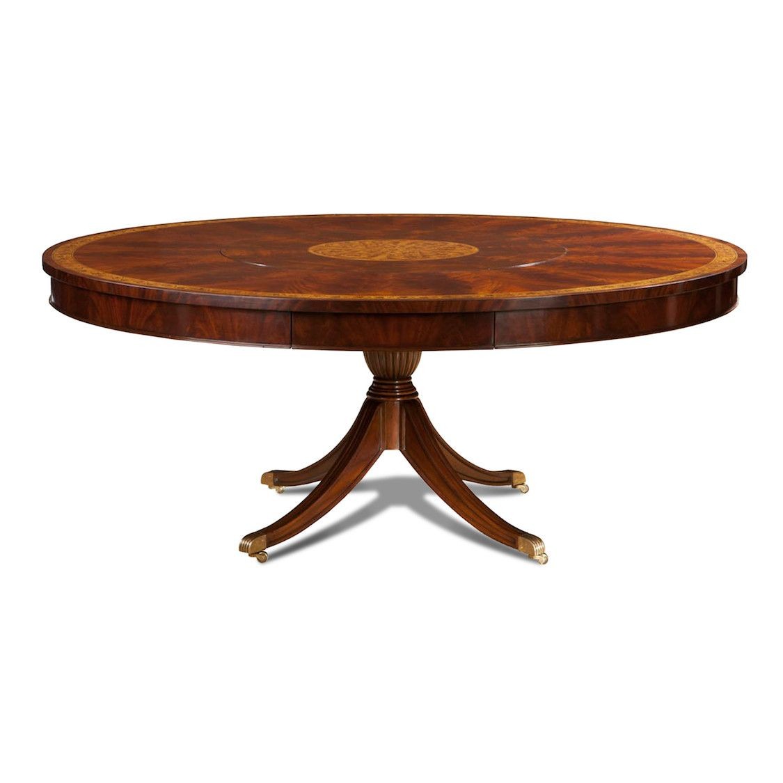 Round dining room table with built in lazy susan o