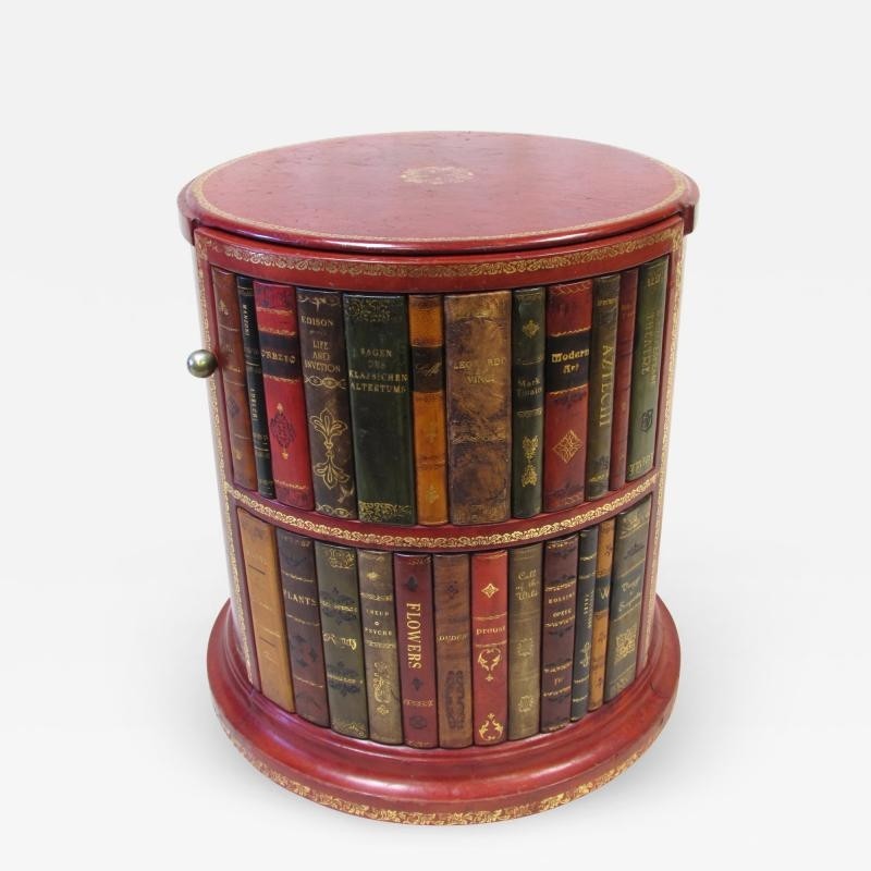 Round leather book end table