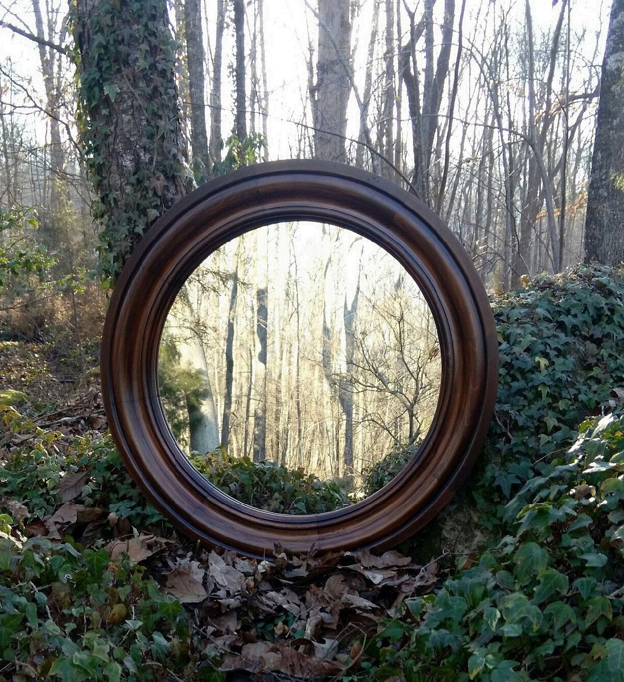 Round mirror large round mirror wood framed round