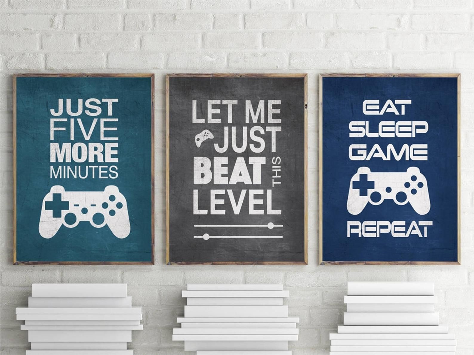 Set of 3 video gamer graphic prints 8x10 or 11x14