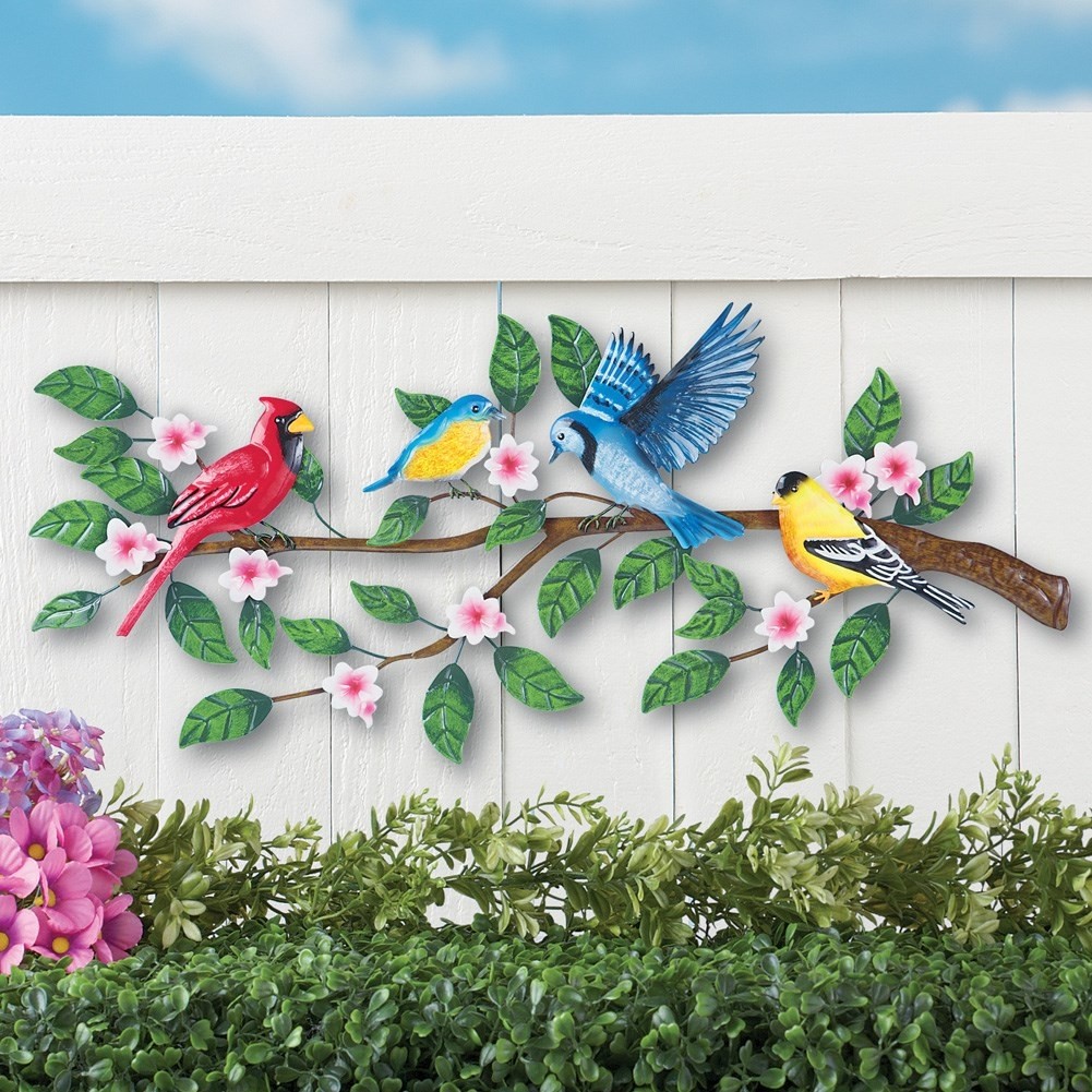 Songbirds on tree metal outdoor wall decor collections etc
