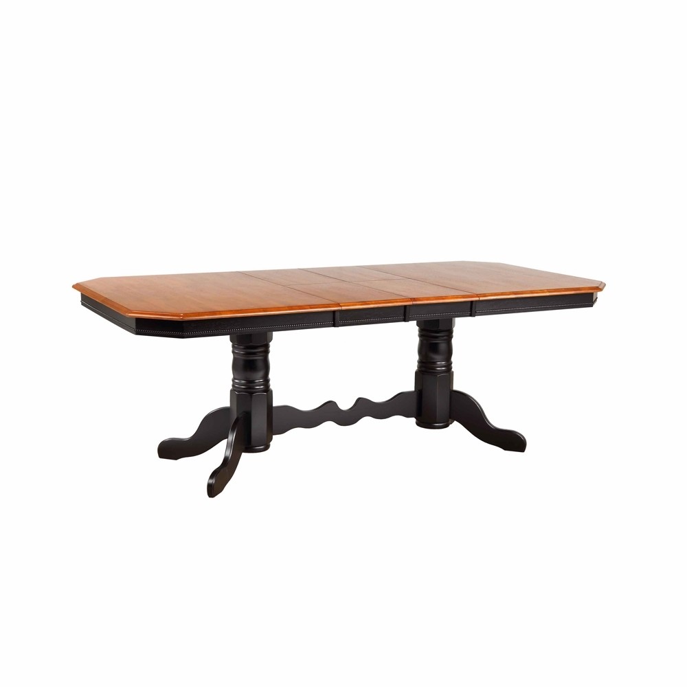 Sunset trading double pedestal trestle dining table in