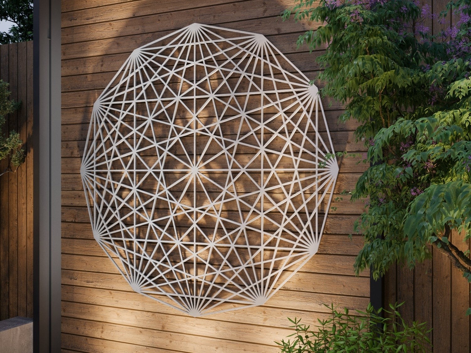 Tesseract sacred geometry outdoor metal wall art sculpture 2