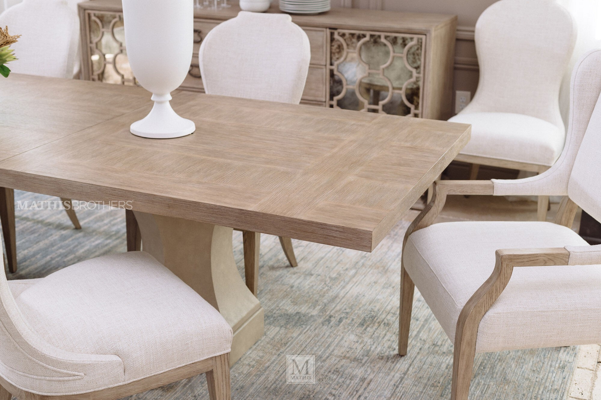 Traditional 92 double pedestal dining table in sandstone
