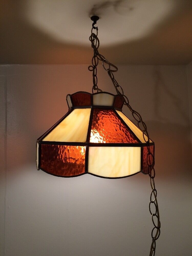 Vintage collectible tiffany style chain swag lamp