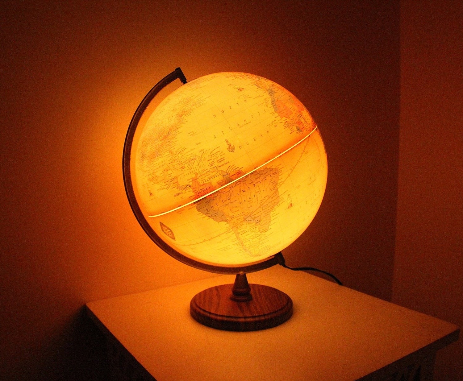 Vintage crams antique globe lamp by the george f cram