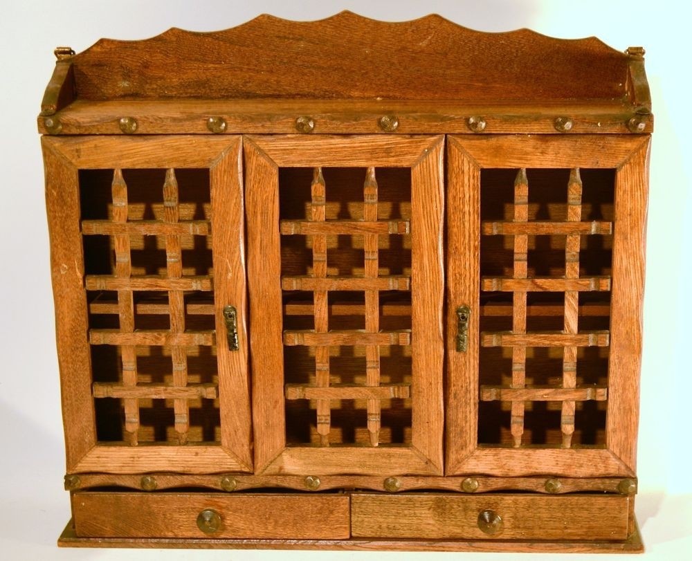 Vintage large wall hang wood spice rack cabinet with 3