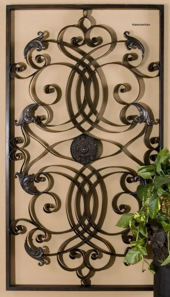 Xl large tuscan scroll wrought iron metal wall grille