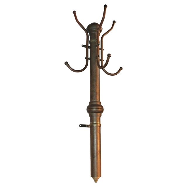 19th century coat and hat rack in brass or wall