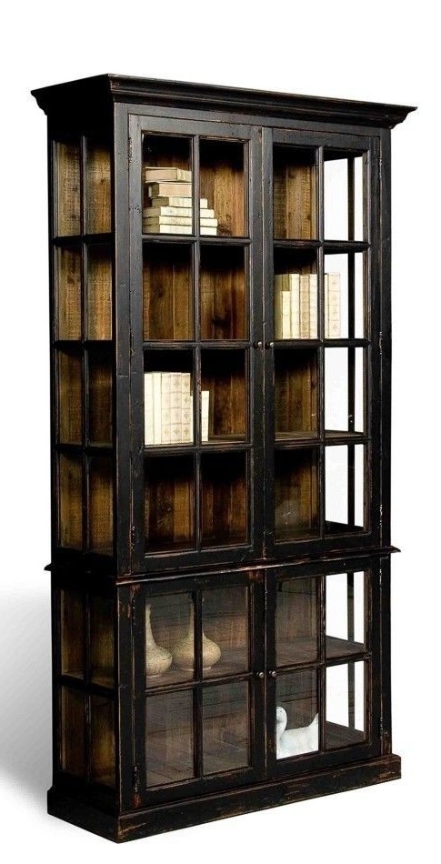 2020 popular black bookcases with glass doors 2