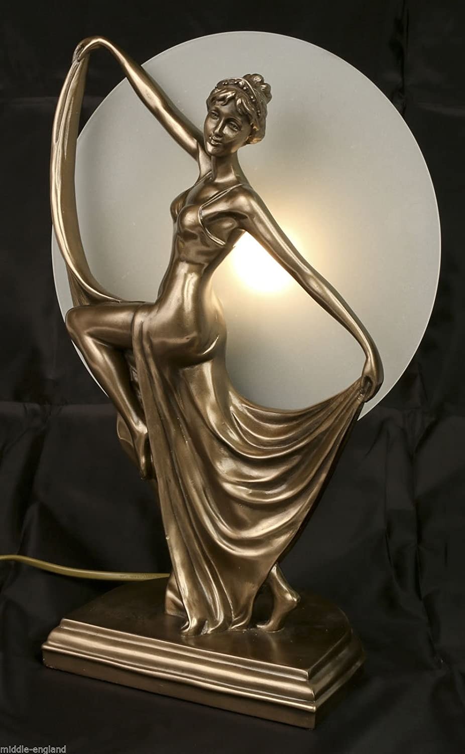38cm art deco nouveau table lamp dancing lady figurine 1