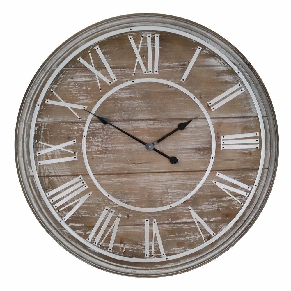 80cm wooden wall clock vintage shabby chic large open face
