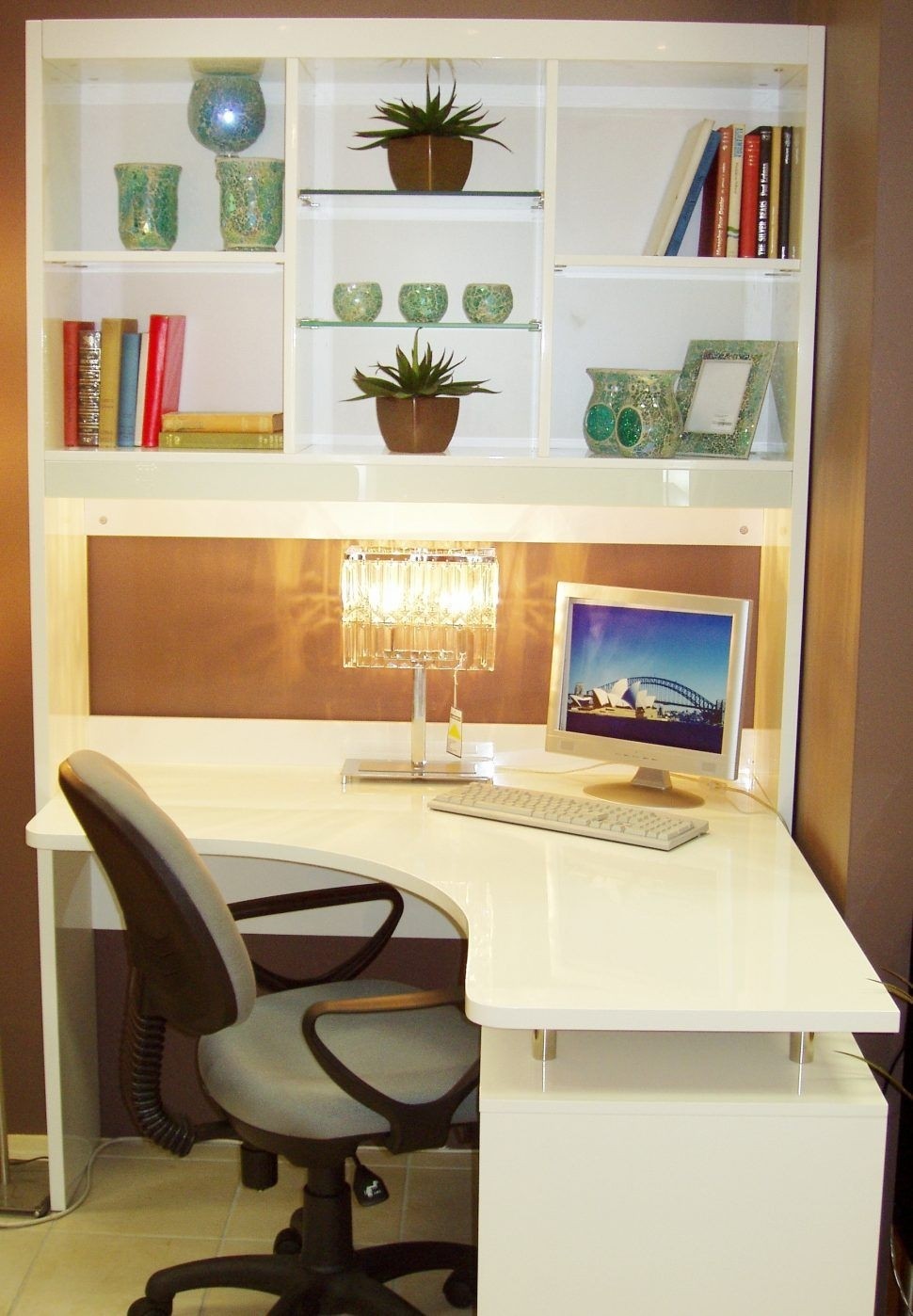 99 white corner desk with shelves rustic home office
