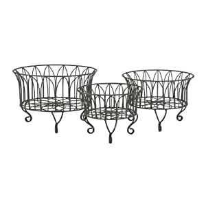 Amazon com metal decorative open wire baskets set of 3