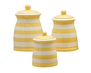 Amazon com terramoto ceramic 3 piece stripes canister set