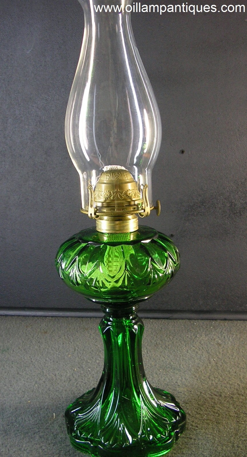 Antique green glass oil lamp oil lamp antiques