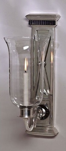 Antique silver mirrored hurricane candle sconce modern