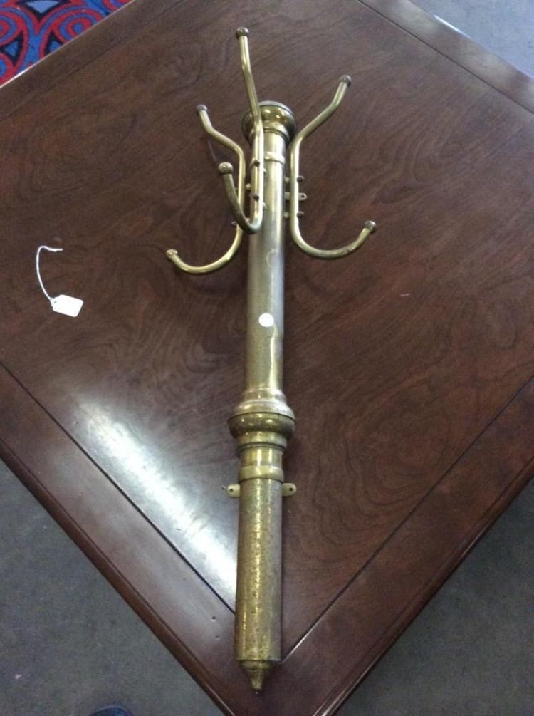 Antique wall mounted brass coat and hat rack 1