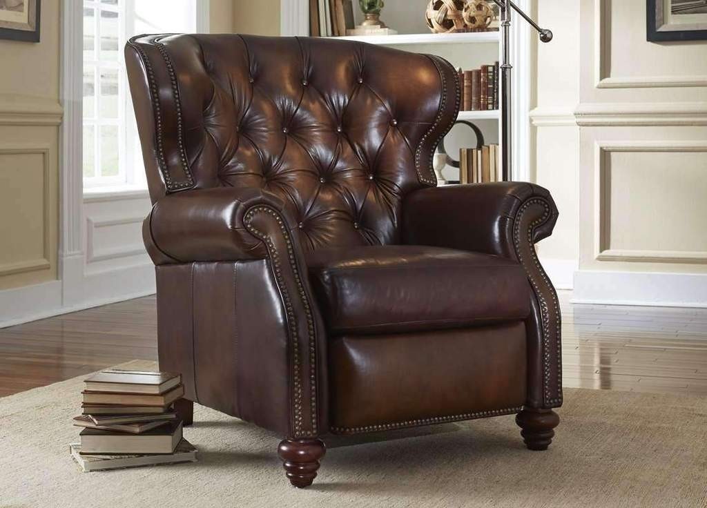 Arthur chesterfield leather wingback recliner tufted