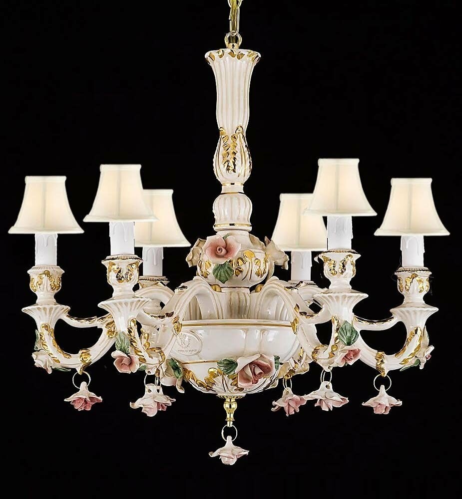 Authentic capodimonte porcelain chandelier lighting made