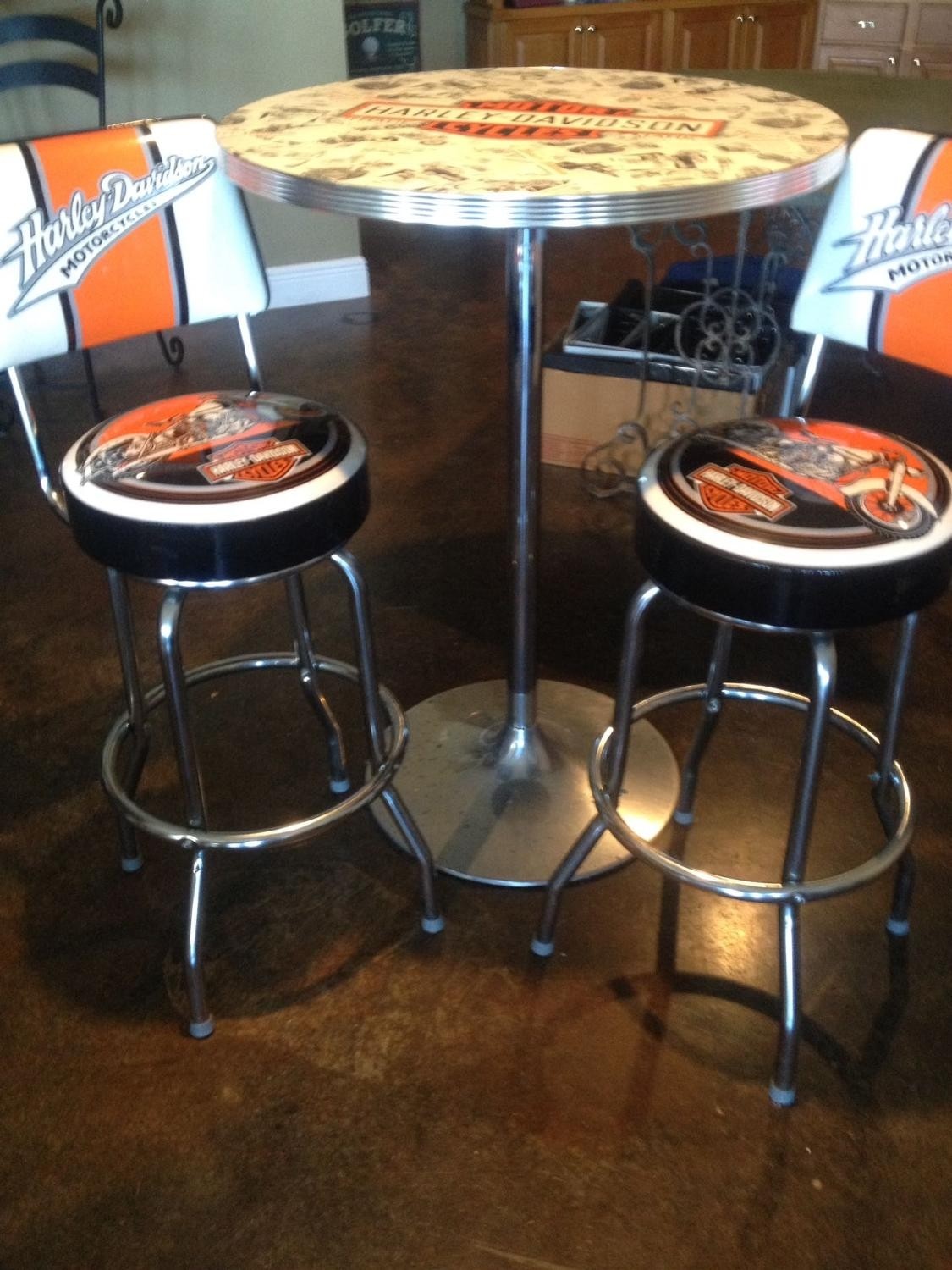 Best 3pc harley davidson bar table stools for sale in