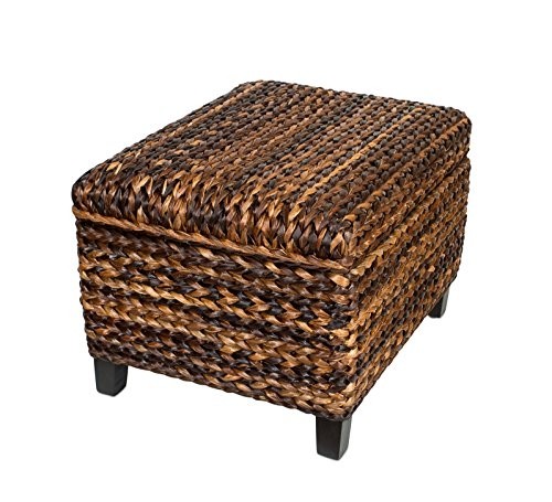 Birdrock home woven seagrass storage ottoman with safety 1