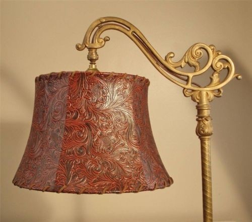 Bridge floor lamp shade tooled faux leather tailor made