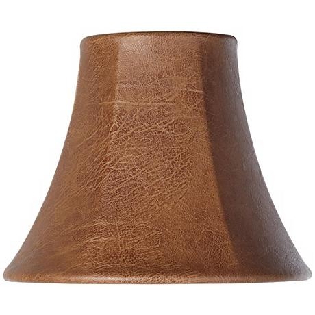 Brown faux leather lamp shade 3x6x5 clip on y1843 1