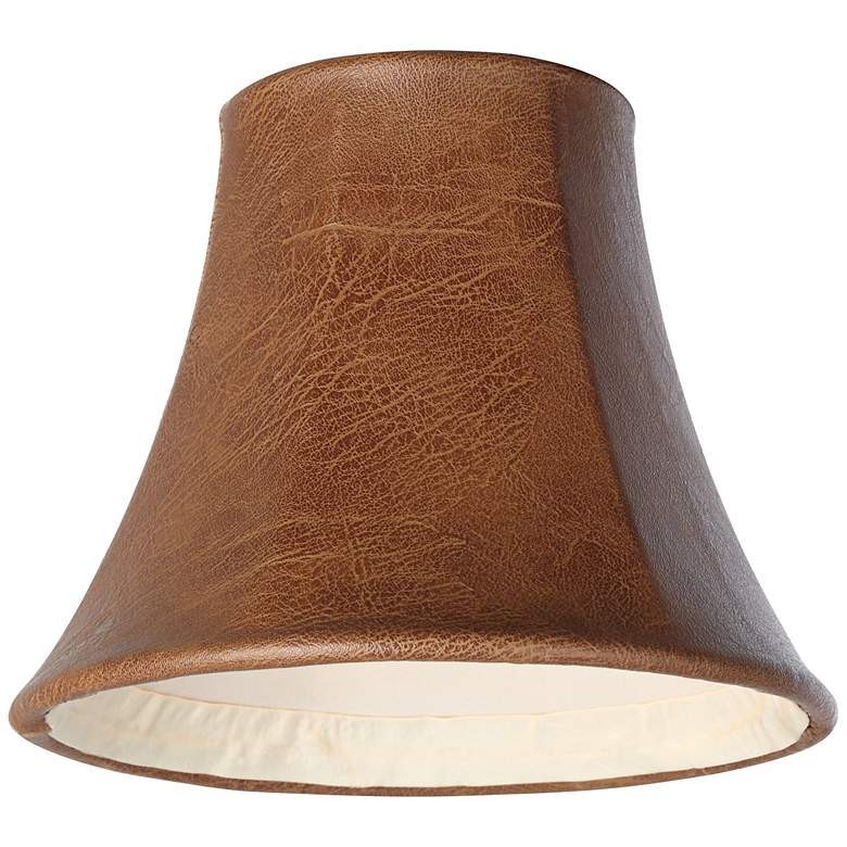 Rustic western LampShade Clip-On Bulb Faux Leather Rawhide Laced 9” x 6” x 7” 