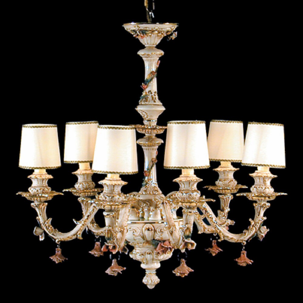 Capodimonte brown gold chandelier 6 light s 6 clip on